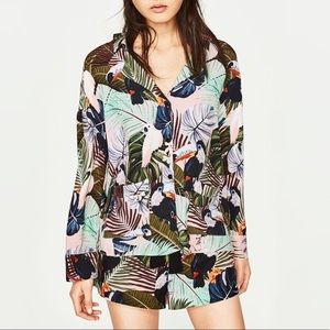 Zara toucan print tropical blouse